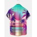 Sunset Palms Vaporwave Resort Short Sleeve Shirt