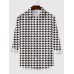 Full-Print Black And White Houndstooth Printing Men's Long Sleeve Shirt